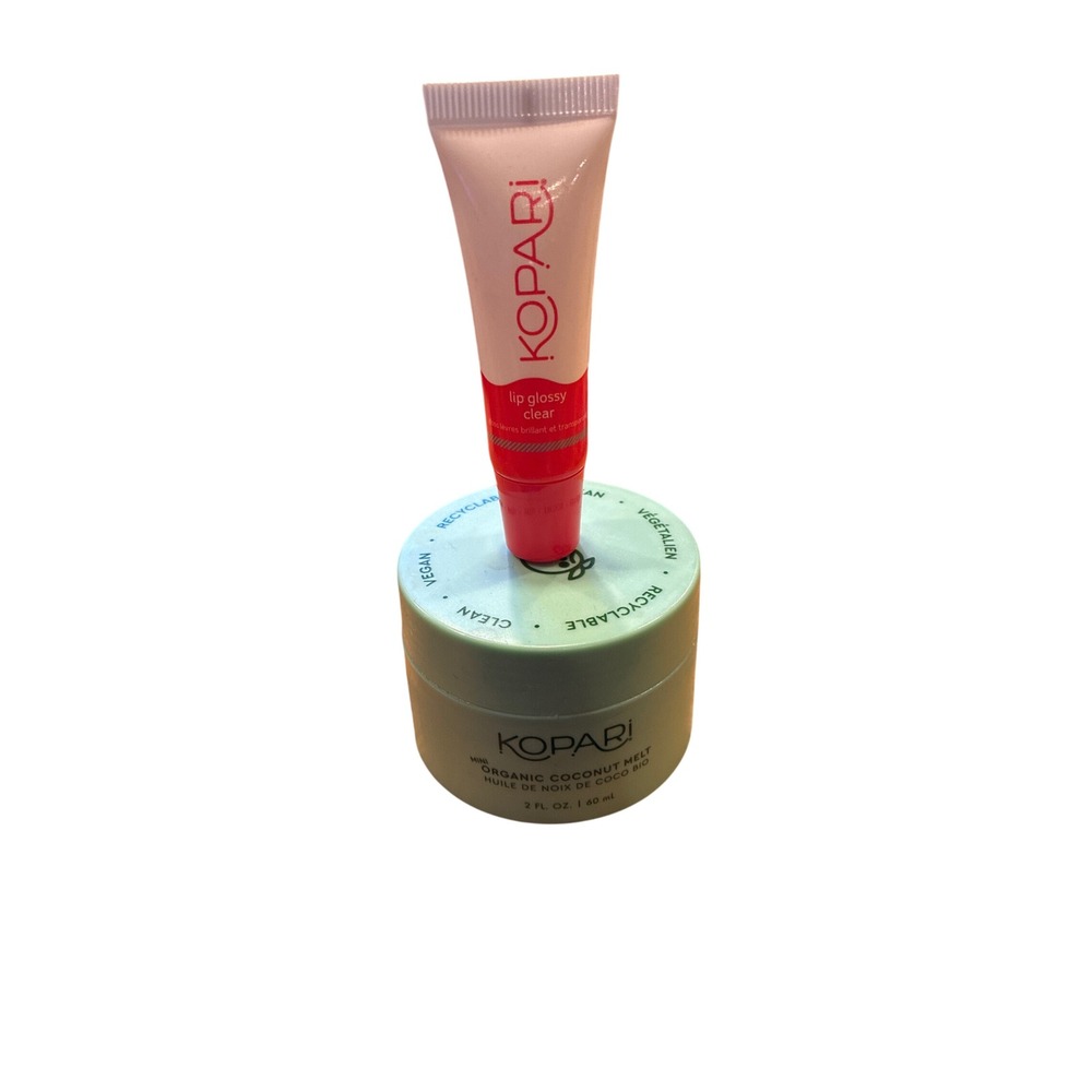 Kopari Lip Glossy Clear + Mini Organic Coconut Melt 2 oz Bundle